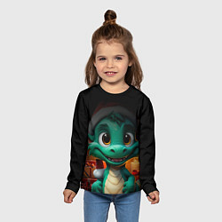 Лонгслив детский Зеленый дракон 2024, цвет: 3D-принт — фото 2