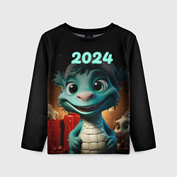 Лонгслив детский Зеленый дракончик 2024 год, цвет: 3D-принт