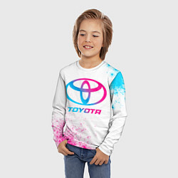 Лонгслив детский Toyota neon gradient style, цвет: 3D-принт — фото 2