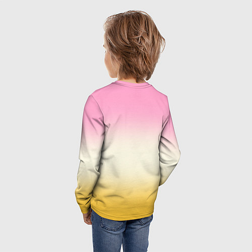 Детский лонгслив Розовый бежевый желтый градиент / 3D-принт – фото 4
