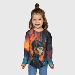 Лонгслив детский Девушка и закат, цвет: 3D-принт — фото 2
