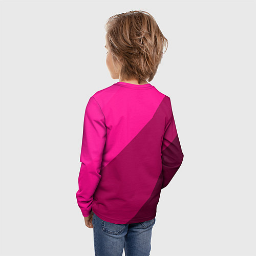 Детский лонгслив Широкие розовые полосы / 3D-принт – фото 4