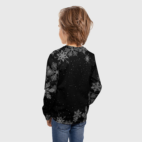 Детский лонгслив Новогодний Станислав на темном фоне / 3D-принт – фото 4