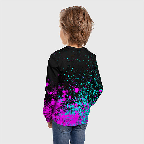 Детский лонгслив Вадим и неоновый герб России посередине / 3D-принт – фото 4