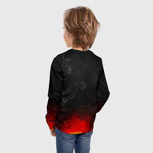 Детский лонгслив Вадим в стиле Металлика - огонь и искры / 3D-принт – фото 4