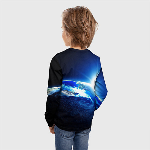 Детский лонгслив Восход солнца в космосе / 3D-принт – фото 4