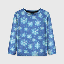 Лонгслив детский Pattern with bright snowflakes, цвет: 3D-принт