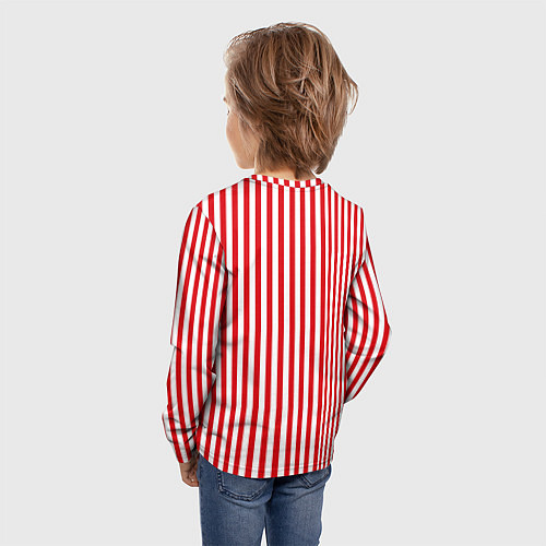 Детский лонгслив Красная полоса / 3D-принт – фото 4