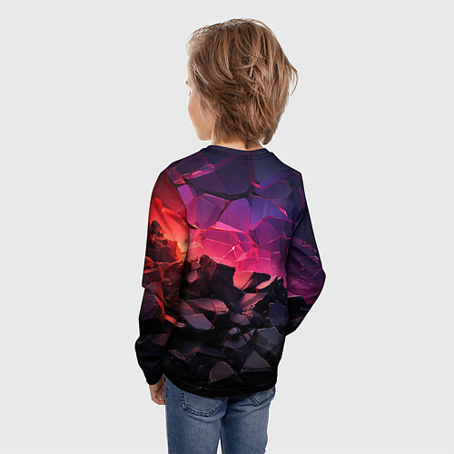 Детский лонгслив Темные фиолетовые камни текстура / 3D-принт – фото 4
