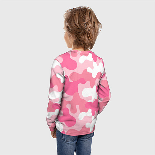 Детский лонгслив Камуфляж розовый / 3D-принт – фото 4