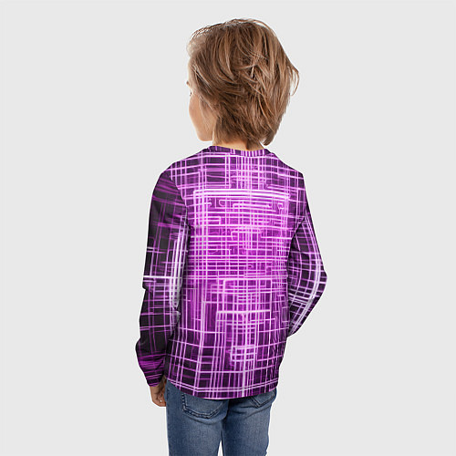 Детский лонгслив Фиолетовые неоновые полосы киберпанк / 3D-принт – фото 4