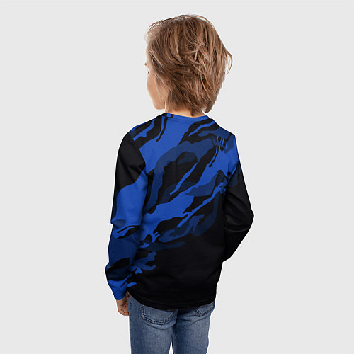 Детский лонгслив Ротор Волгоград - синий и черный / 3D-принт – фото 4