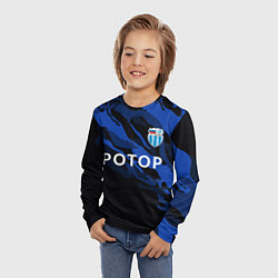 Лонгслив детский Ротор Волгоград - синий и черный, цвет: 3D-принт — фото 2