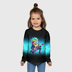 Лонгслив детский Sponge Bob - rock guitarist - ai art, цвет: 3D-принт — фото 2