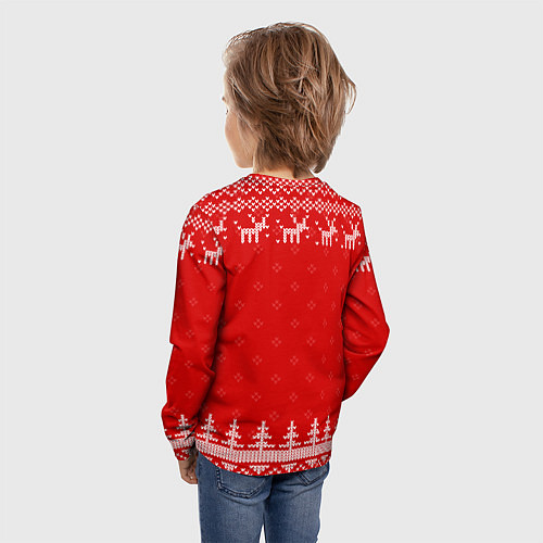 Детский лонгслив Новогодний гонщик: свитер с оленями / 3D-принт – фото 4