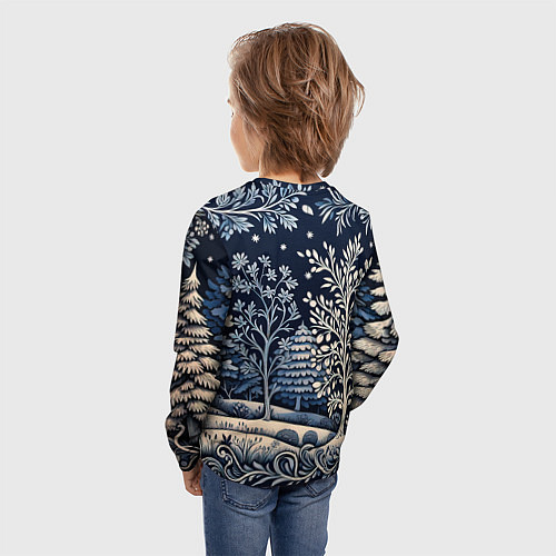 Детский лонгслив Ледяные узоры нового года / 3D-принт – фото 4