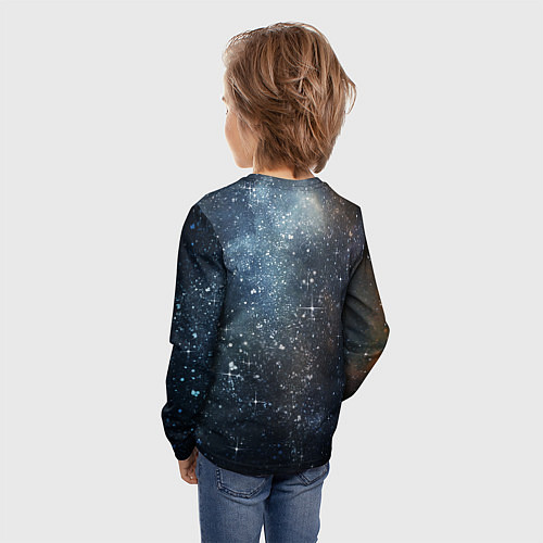 Детский лонгслив Темное космическое звездное небо / 3D-принт – фото 4