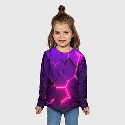 Лонгслив детский Неоновые плиты розовые, цвет: 3D-принт — фото 2