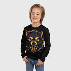 Лонгслив детский Волк чёрный хищник, цвет: 3D-принт — фото 2