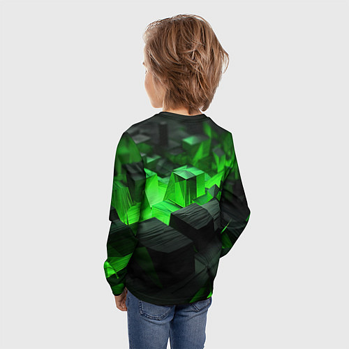 Детский лонгслив Глубина зеленых плоскостей / 3D-принт – фото 4