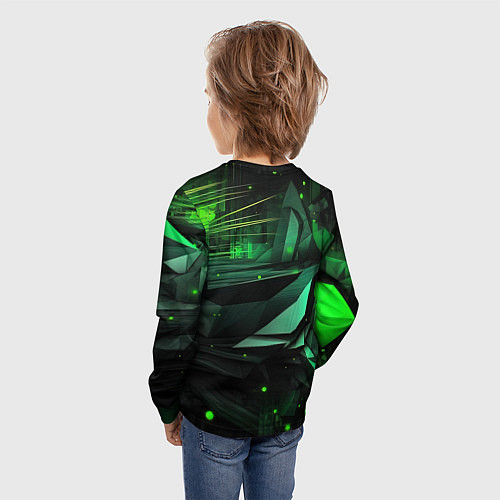 Детский лонгслив Мир абстрактной зелени / 3D-принт – фото 4