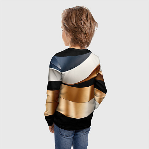 Детский лонгслив Золотистые вставки абстракции / 3D-принт – фото 4