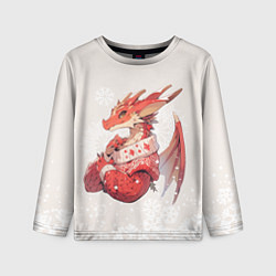 Лонгслив детский Красный дракон в свитере, цвет: 3D-принт