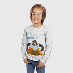 Лонгслив детский Вечеринка в России с медведем, цвет: 3D-принт — фото 2