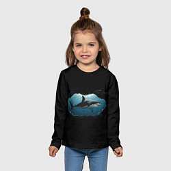 Лонгслив детский Акула в овале, цвет: 3D-принт — фото 2