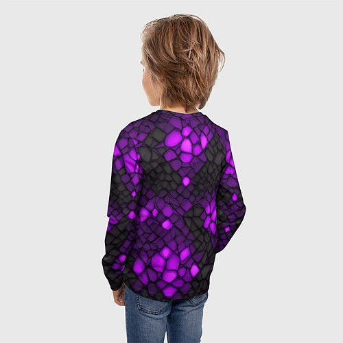 Детский лонгслив Фиолетовый трескающийся камень / 3D-принт – фото 4