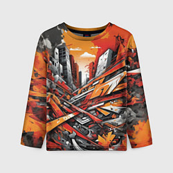 Лонгслив детский Улица в оранжевом граффити, цвет: 3D-принт