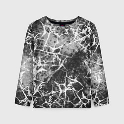 Детский лонгслив Абстракция - белые трещины на сером фоне