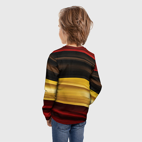 Детский лонгслив Черный красный желтый цвет абстракции / 3D-принт – фото 4