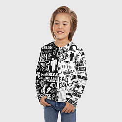 Лонгслив детский Billie Eilish чернобелые битва лого, цвет: 3D-принт — фото 2