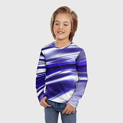 Лонгслив детский Белая синяя абстракция волнами, цвет: 3D-принт — фото 2