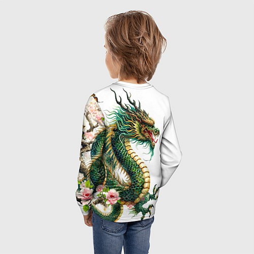 Детский лонгслив Японский дракон - ирезуми искусство / 3D-принт – фото 4