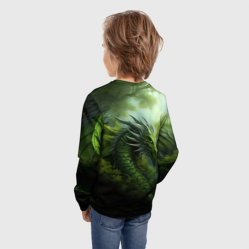 Детский лонгслив Зеленый фэнтази дракон 2024 / 3D-принт – фото 4