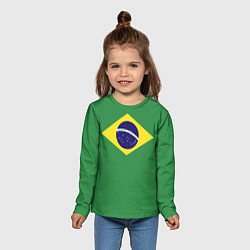 Лонгслив детский Бразилия флаг, цвет: 3D-принт — фото 2