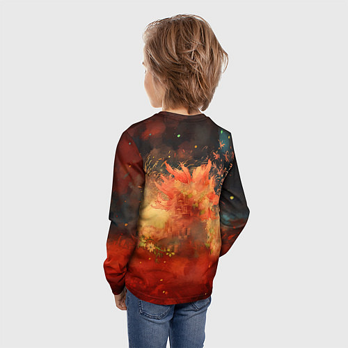 Детский лонгслив Дракон на фоне салютов / 3D-принт – фото 4