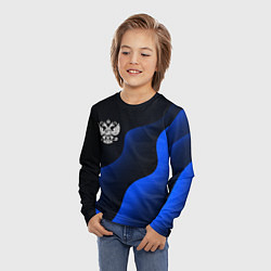 Лонгслив детский Герб РФ - глубокий синий, цвет: 3D-принт — фото 2