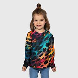 Лонгслив детский Разноцветный леопардовый паттерн, цвет: 3D-принт — фото 2