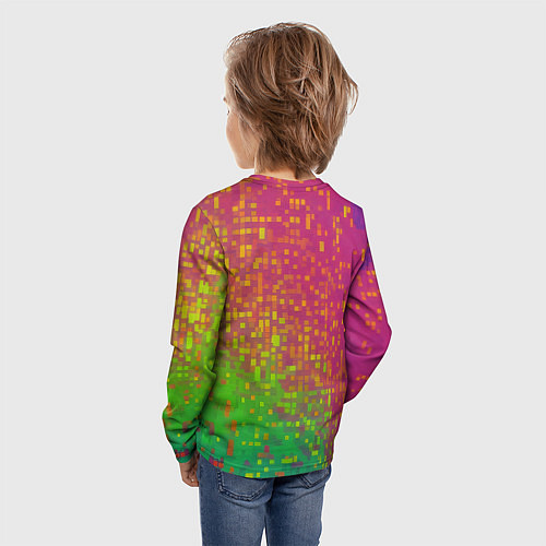 Детский лонгслив Разноцветные пиксели / 3D-принт – фото 4
