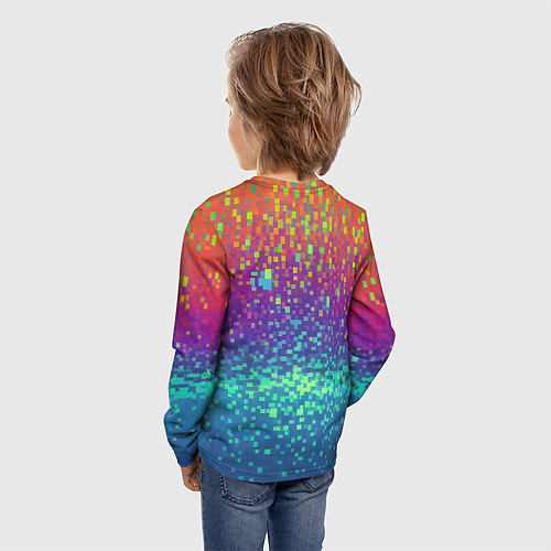 Детский лонгслив Разноцветные пиксели / 3D-принт – фото 4