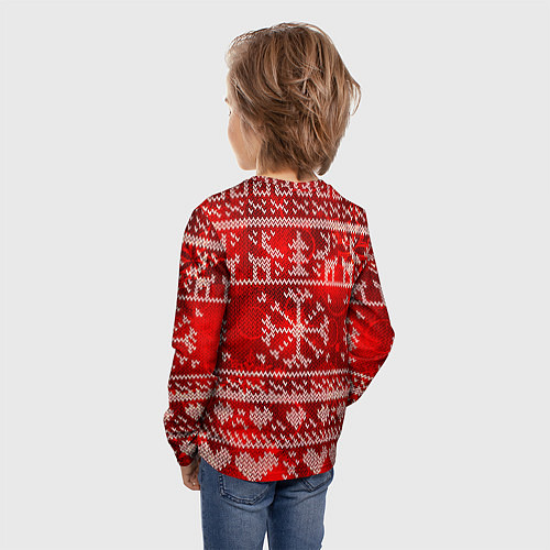 Детский лонгслив Рождественские узоры оленей / 3D-принт – фото 4