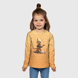 Лонгслив детский Рыжий кот с гитарой, цвет: 3D-принт — фото 2