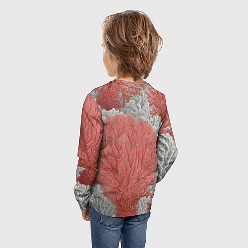 Детский лонгслив Красные и белые кораллы / 3D-принт – фото 4