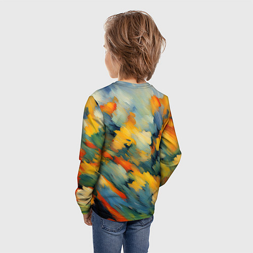 Детский лонгслив Жёлтые и синие мазки / 3D-принт – фото 4