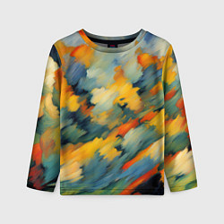 Лонгслив детский Жёлтые и синие мазки, цвет: 3D-принт