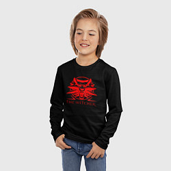 Лонгслив детский Ведьмак красное лого, цвет: 3D-принт — фото 2