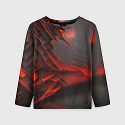 Детский лонгслив Красная сеть на чёрном фоне
